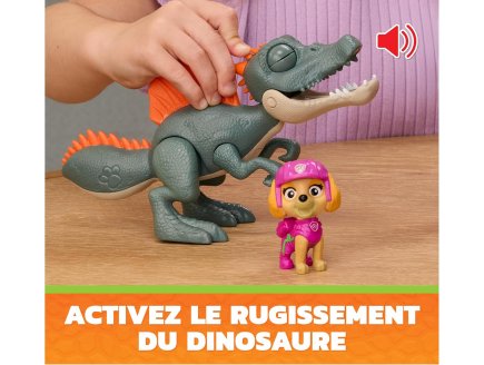 Pat Patrouille le Film Mission Dino : Stella et Spinosaure Rugissant - Figurine chien + Dinosaure