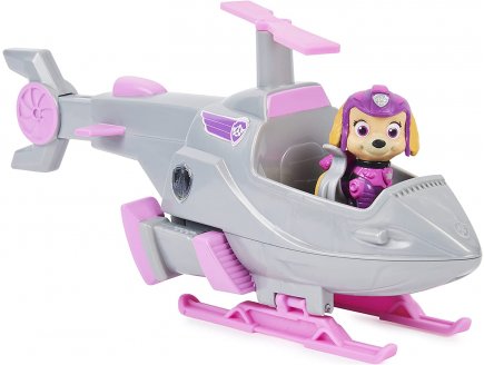 Pat patrouille le film : stella avec son helicoptere transformable - figurine chien - vehicule de luxe - paw patrol - Spin master - 20134761