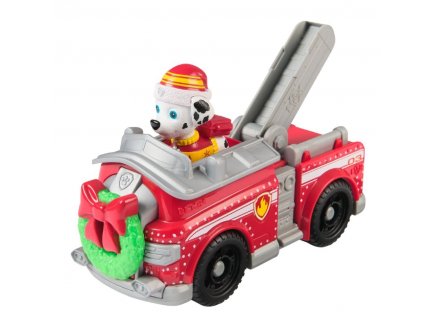 Pat Patrouille Marcus avec camion de pompier de Nol - Figurine chien - Paw Patrol - Spin Master - 20153732
