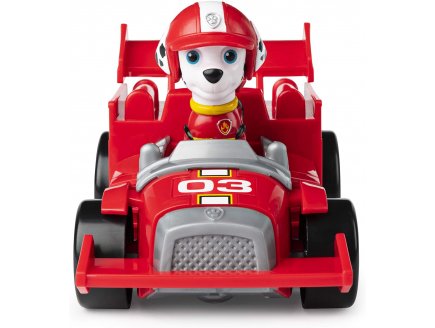 Pat Patrouille Marcus et sa voiture de course a r�trofriction et sonore - Figurine chien - Ready Race Rescue 20119527