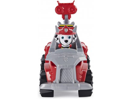 Pat patrouille marcus et son 4 x 4 tout terrain pompier + dinosaure mystere - figurine chien - paw patrol dino rescue