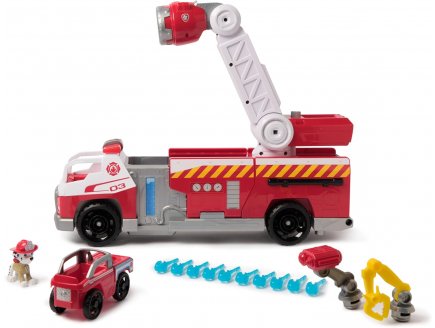 Pat patrouille Marcus + Grand camion de pompier 51 cm avec effet sonore et lumineux et grand chelle + Chien Marcus + Vhicule - Paw Patrol - Spin Master
