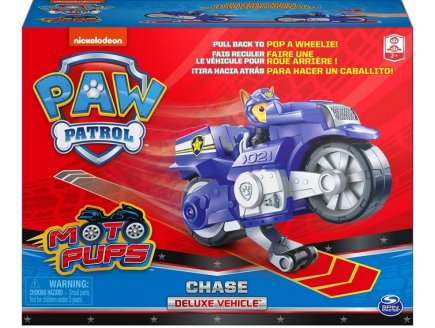 PAT PATROUILLE MOTO PUPS : CHASE AVEC SA MOTO POLICE A RETROFRICTION - FIGURINE CHIEN - VEHICULE DE LUXE - PAW PATROL - SPIN MASTER