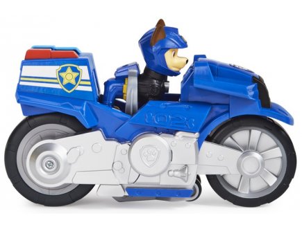 Pat patrouille moto pups : chase avec sa moto police a retrofriction - figurine chien - vehicule de luxe - paw patrol - Spin master