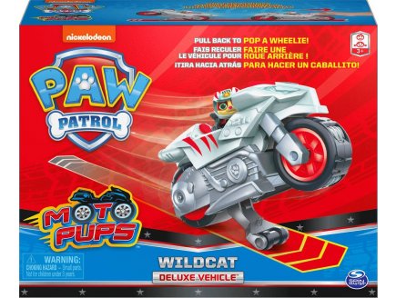 PAT PATROUILLE MOTO PUPS : WILDCAT AVEC SA MOTO A RETROFRICTION - FIGURINE CHAT - VEHICULE DE LUXE - PAW PATROL - SPIN MASTER - 20129832