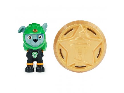 Pat patrouille rocky avec sac a dos et badge - figurine chien - paw patrol moto pups - Spin master - 20130054