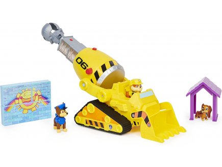 Pat patrouille ruben et son grand bulldozer deluxe transformable + 3 figurines chien - paw patrol the movie - Spin master