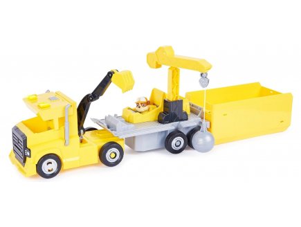 Pat patrouille  x-treme truck pups : ruben et son camion chantier transformable avec son - 2 en 1 - figurine chien - vehicule de luxe - paw patrol