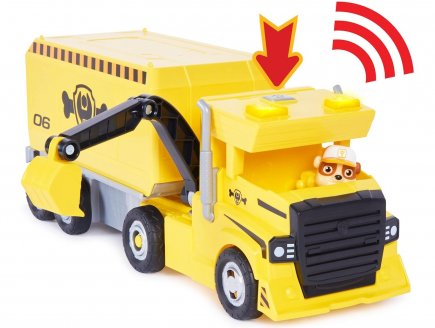 Pat patrouille  x-treme truck pups : ruben et son camion chantier transformable avec son - 2 en 1 - figurine chien - vehicule de luxe - paw patrol