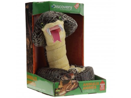 PELUCHE ANIMEE SERPENT COBRA ROYAL MARRON - 1 METRE - DISCOVERY CHANNEL - JAY0186C