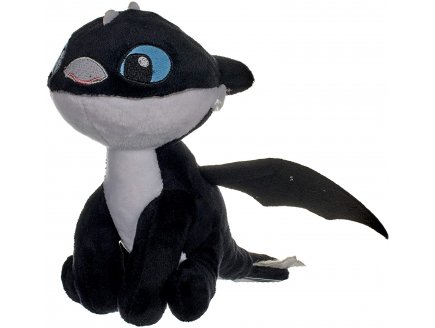 PELUCHE BEBE DRAGON NOIR FLECHE 37 CM YEUX BLEU - PELUCHE LICENCE DRAGONS