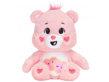 Peluche Bisounours rose avec 2 coeurs - Toucalin 30 cm - Doudou licence