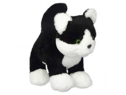 PELUCHE CHAT NOIR ET BLANC 28 CM - WILD PLANET - K8711