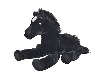PELUCHE CHEVAL COUCHE NOIR FLOPPY 61 CM - ANIMAUX DE LA FERME - NICOTOY