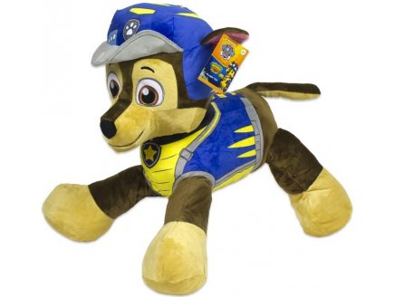 PELUCHE CHIEN CHASE COUCHE 55 CM - PAT' PATROUILLE DINO RESCUE - PELUCHE LICENCE PAW PATROL