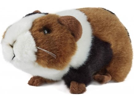 PELUCHE COCHON D'INDE BLANC BRUN ET NOIR 18 CM - LIVING NATURE 