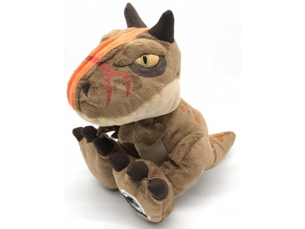 PELUCHE DINOSAURE CARNOTAURUS TORO 28 CM - JURASSIC WORLD - DINO BRUN - PELUCHE LICENCE