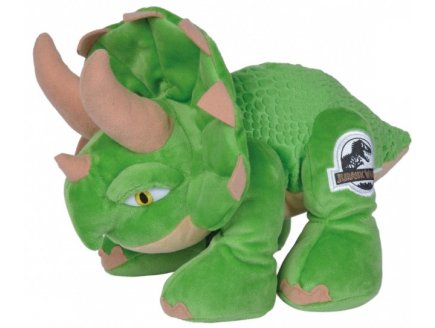 PELUCHE DINOSAURE TRICERATOPS VERT 27 CM - JURASSIC WORLD - DINO TYRANNOSAURE - PELUCHE LICENCE