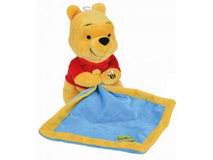 PELUCHE DISNEY WINNIE THE POOH  27 CM AVEC MOUCHOIR BLEU - NICOTOY - PELUCHE LICENCE