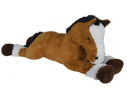 PELUCHE GEANTE CHEVAL COUCHE BRUN 1M10 - ANIMAUX DE LA FERME - NICOTOY