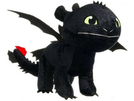 PELUCHE GANTE KROKMOU DRAGON NOIR 80 CM - GRANDE PELUCHE LICENCE DRAGONS XL