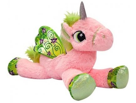 PELUCHE GEANTE : LICORNE COUCHEE ROSE AVEC AILES 1 METRE 10 - ANIMAUX FANTASTIQUE 