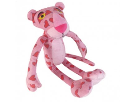 Peluche la Panthère rose avec coeur 40 cm - Doudou licence