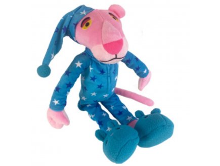Peluche la Panthère rose avec pyjama bleu étoilé 40 cm - Doudou licence