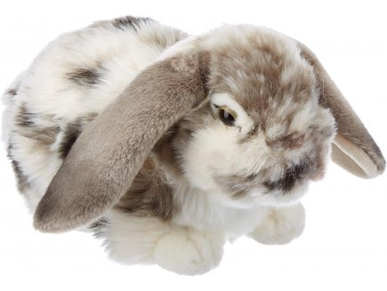 PELUCHE LAPIN GRIS AUX OREILLES TOMBANTES 27 CM - CLASSIC ANIMAUX DE LA FERME - LIVING NATURE 