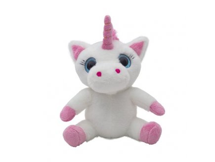 PELUCHE LICORNE BLANCHE ASSISE 36 CM - ANIMAUX FANTASTIQUE - WILD PLANET - K7871