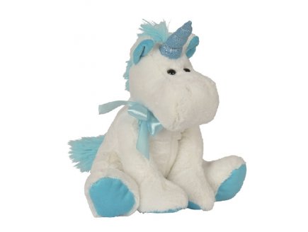 PELUCHE LICORNE BLANCHE ET BLEU 36CM - ANIMAUX FANTASTIQUE - NICOTOY - 5835910A