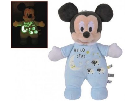 Peluche mickey phosphorescente bleu 28 cm Disney - doudou brille dans la nuit - nicotoy