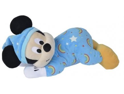 PELUCHE MICKEY PHOSPHORESCENTE BLEU 33 CM DISNEY - BRILLE DANS LA NUIT - NICOTOY