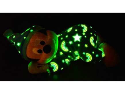 Peluche mickey phosphorescente bleu 33 cm Disney - brille dans la nuit - nicotoy