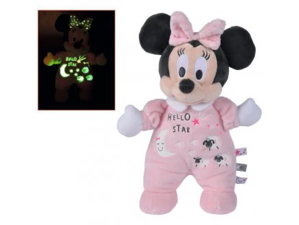 Peluche minnie phosphorescente rose 28 cm Disney - doudou brille dans la nuit - nicotoy