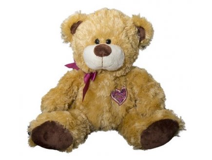 PELUCHE OURS AVEC RUBAN ROSE 36 CM - WILD PLANET - K7536