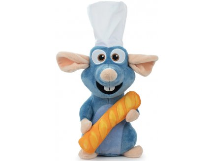 PELUCHE RAT REMY CHEF DE CUISINE AVEC BAGUETTE DE PAIN 31 CM - RATATOUILLE - PELUCHE LICENCE DISNEY