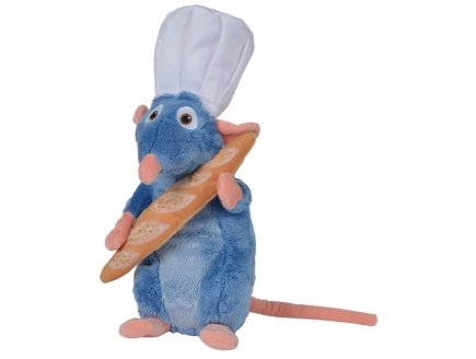 PELUCHE RAT REMY CHEF DE CUISINE AVEC BAGUETTE DE PAIN 33 CM - RATATOUILLE - NICOTOY - PELUCHE LICENCE DISNEY