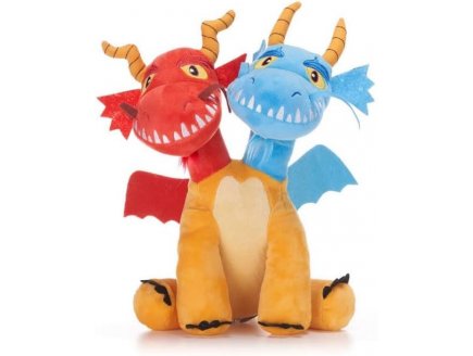PELUCHE WU ET WEI DRAGON JAUNE ROUGE ET BLEU 35 CM - PELUCHE LICENCE DRAGONS