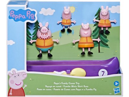 PEPPA LE COCHON ET SA FAMILLE VOYAGE EN CANOE - 5 PIECES - FIGURINES PEPPA PIG - MINI UNIVERS