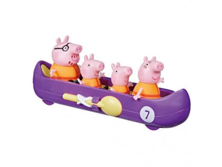 Peppa le cochon et sa famille voyage en canoe - 5 pieces - figurines Peppa pig - mini univers