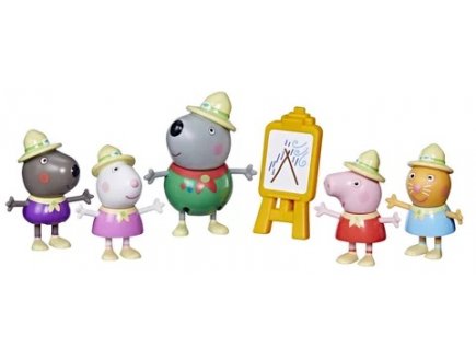 Peppa le cochon fait de la peinture en foret - 6 pieces + 5 figurines Peppa pig + 1 accessoire - mini univers