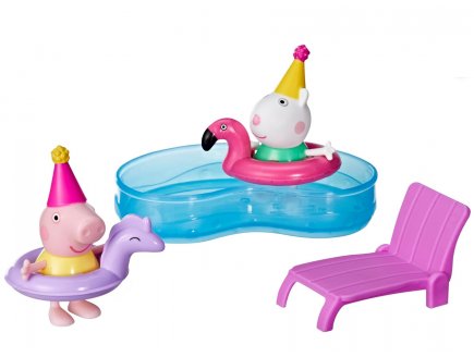 Peppa le Cochon fait la f�te � la piscine - 4 pi�ces + 2 figurines Peppa Pig - Mini Univers