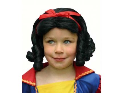 PERRUQUE ENFANT BLANCHE-NEIGE - ACCEESOIRE COSTUME - PERRUQUE NOIR - DEGUISEMENT