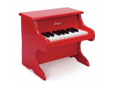 PETIT PIANO ROUGE EN BOIS 18 TOUCHES + PARTITIONS - HAPE - E0318 - JOUET MUSICAL