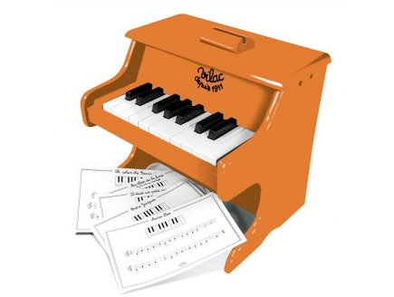 PIANO ORANGE SUN EN BOIS 18 TOUCHES + PARTITIONS - VILAC - 50839 - JOUET MUSICAL