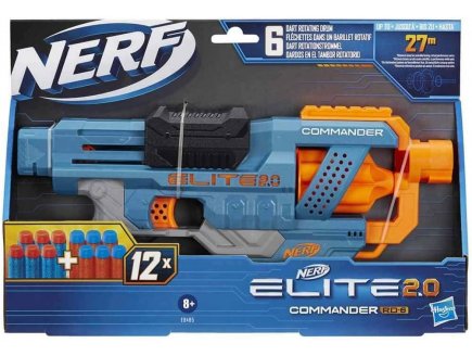 PISTOLET NERF ELITE 2.0 COMMANDER RD-6 + 12 FLECHETTES - HASBRO - E9485
