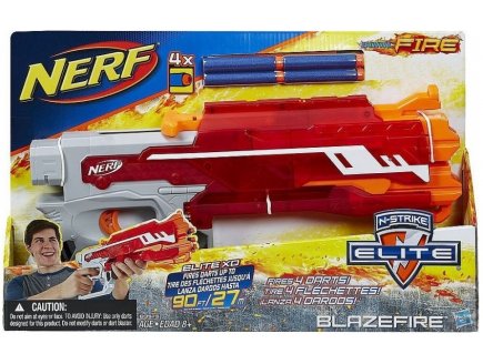 PISTOLET NERF N-STRIKE ELITE BLAZEFIRE + 4 FLECHETTES - HASBRO - B3575 - JEU PLEIN AIR