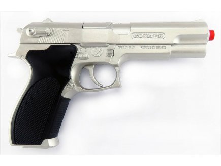 Pistolet police 8 coups en metal et plastique gris - Gonher - 0450