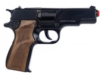 PISTOLET POLICE 8 COUPS EN METAL ET PLASTIQUE NOIR - GONHER - 125N